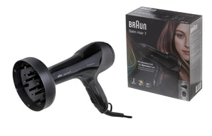 Uscător de păr Braun Senso Care HD785, 2000 W, 4 niveluri de temperatură, Difuzor, Negru