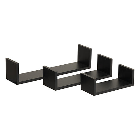Комплект от 3 стенни рафта 5five Fixy, MDF, Черни