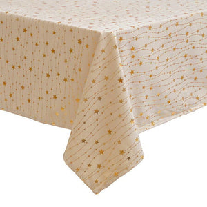 Velvet tablecloth with star pattern 140 x 360 cm, gold