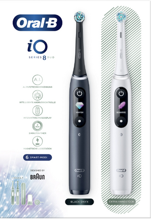 Set de două periuțe de dinți Oral-B iO Series 8 Duo S8421020, alb-negru