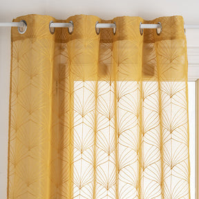 Mia embroidered sheer curtains 140 x 240 cm ochre