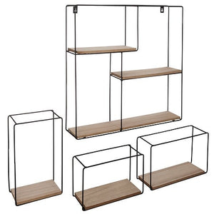 Raft de perete Atmosphera Ally, metal și MDF, 4 bucăți