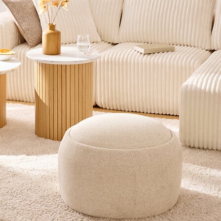 Scaun cu spațiu de depozitare Atmosphera Elior, Boucle, Bej, 60 cm