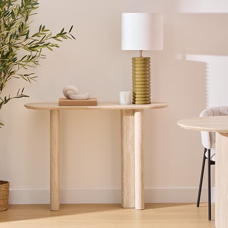 Masă consolă Atmosphera Anaya, MDF efect travertin, 110x35x80 cm