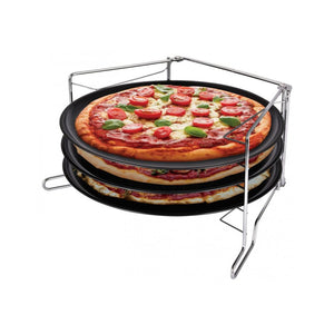 Set de tăvi de pizza KingHoff 1480, 4 piese, 32,3 cm, negre