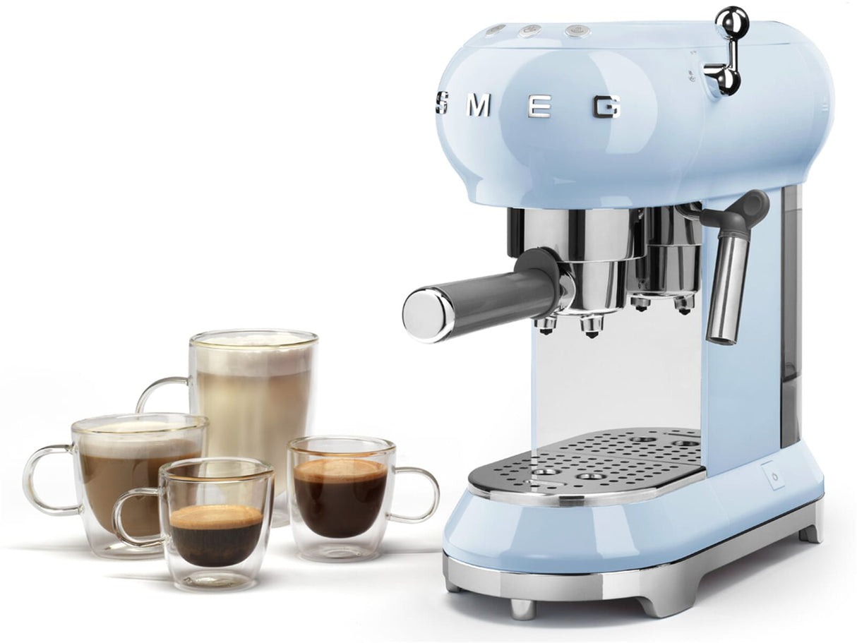 Espressor manual Smeg ECF01PBEU, 1350 W, 15 bar, Albastru