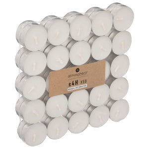 Set de lumânări tip pastilă neparfumate Atmosphera Many, 50 bucăți, alb