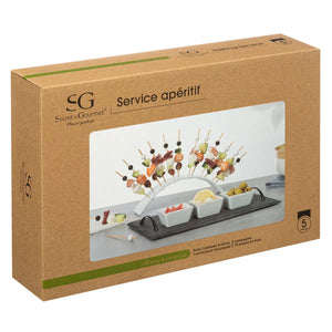 Farfurie aperitiv Atmosphera, 30x20 cm, Porțelan/ardezie/bambus