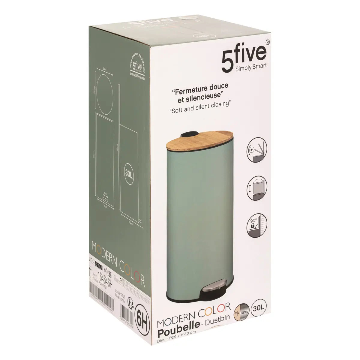 Coș 5five Modern Color, Metal și bambus, 30 L