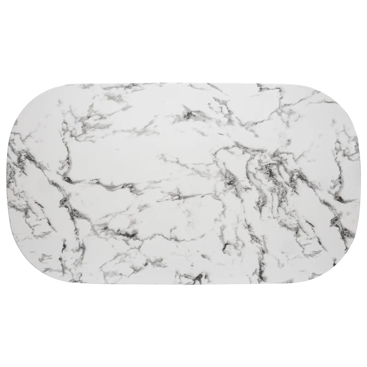 Masă de dining Roxas, 160x90 cm, sticlă securizată cu efect de marmură