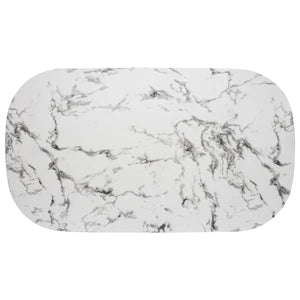 Masă de dining Roxas, 160x90 cm, sticlă securizată cu efect de marmură