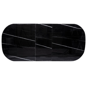 Masă extensibilă Mapu, 160-200x90 cm, sticlă securizată cu efect de marmură