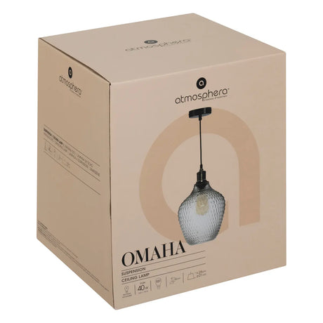 Lampă suspendată Atmosphera Omaha, 21 cm, sticlă