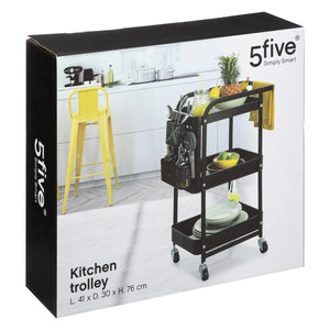 Cărucior de bucătărie 5five, Negru, Metal, Perforat