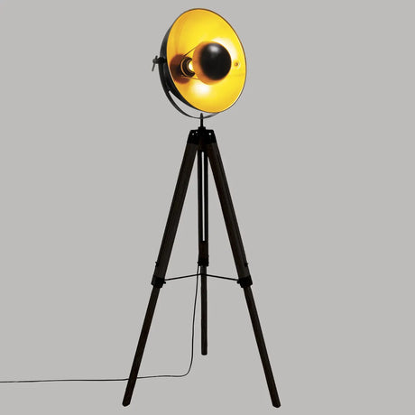Lampion atmosphera Lahti, Metal și lemn, Negru, 156,5 cm