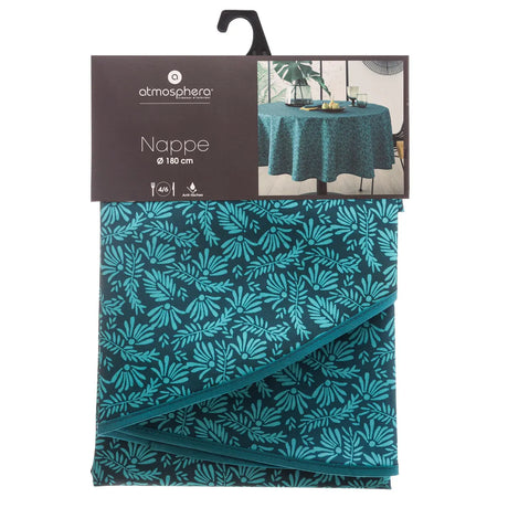 Față de masă Atmosphere Leaves, 180 cm, Albastră