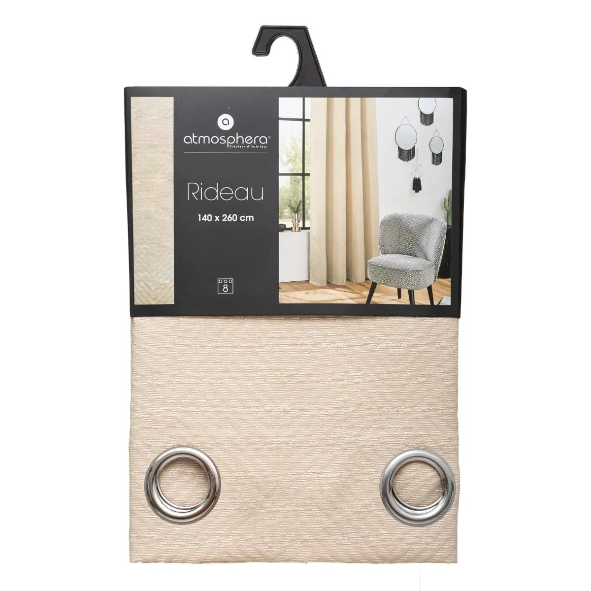 Perdea jacquard cu model geometric, 140x260 cm, culoare in