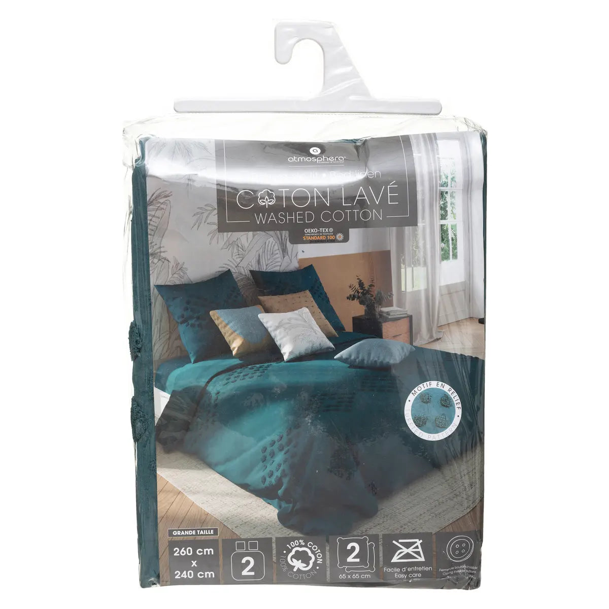 Lenjerie de pat Atmosphera, Bumbac, 260x240 cm, Turcoaz
