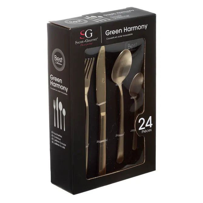 Комплект прибори Secret de Gourmet Green Harmony, Инокс, 24 части