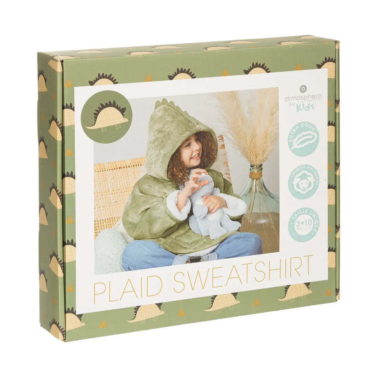 Pătură pentru copii cu glugă Atmosphera Dino, Verde