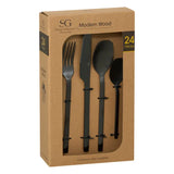 Set de tacâmuri Secret de Gourmet Modern Wood, inox, 24 piese