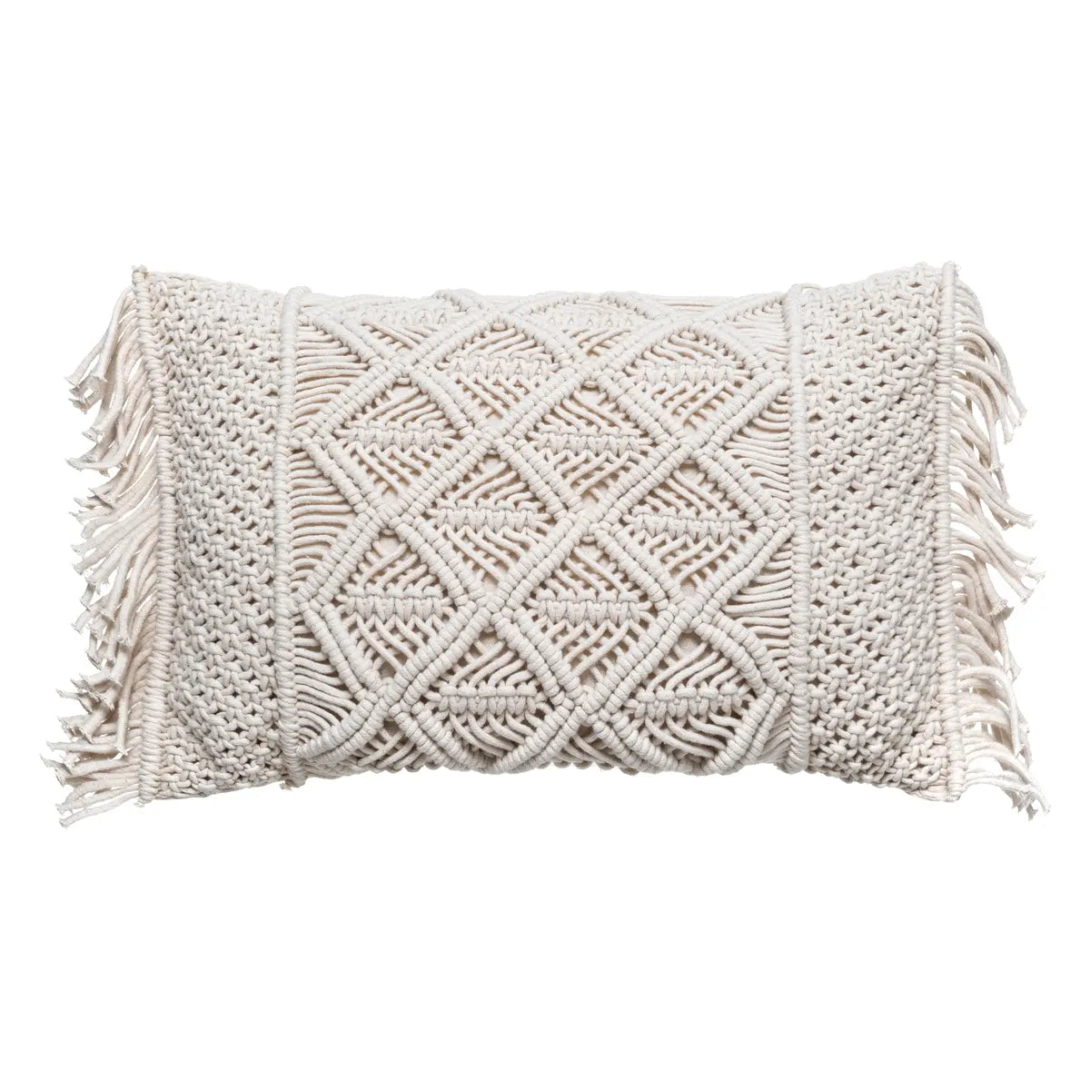 Pernă decorativă Atmosphera Macrame, 30x50 cm, Ivory