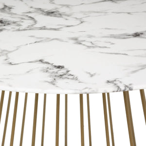 Masă rotundă Rayo, 120 cm, sticlă securizată cu efect de marmură