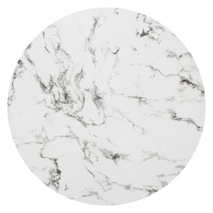 Masă rotundă Rayo, 120 cm, sticlă securizată cu efect de marmură