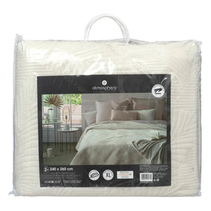 Pătură Atmosphera Leaf, Velour, 240x260 cm, Ivory