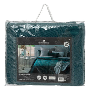 Pătură Atmosphera Leaf, Velour, 240x260 cm, Turcoaz