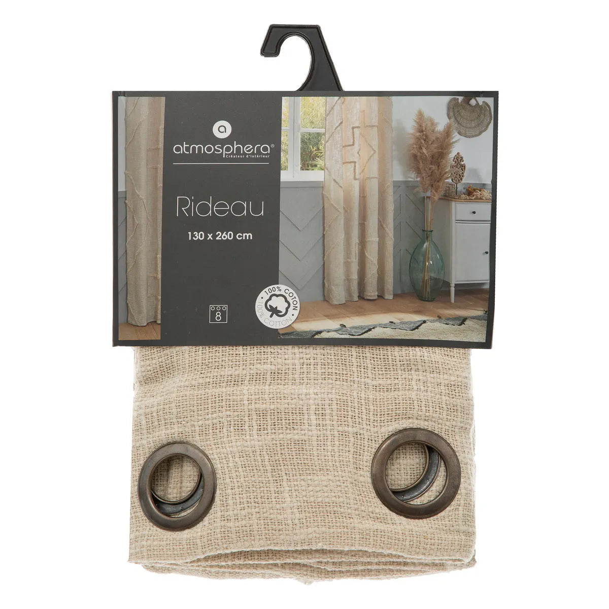 Perdea tuftată Atmosphere Inca, 130x260 cm, Bumbac, Fildeș