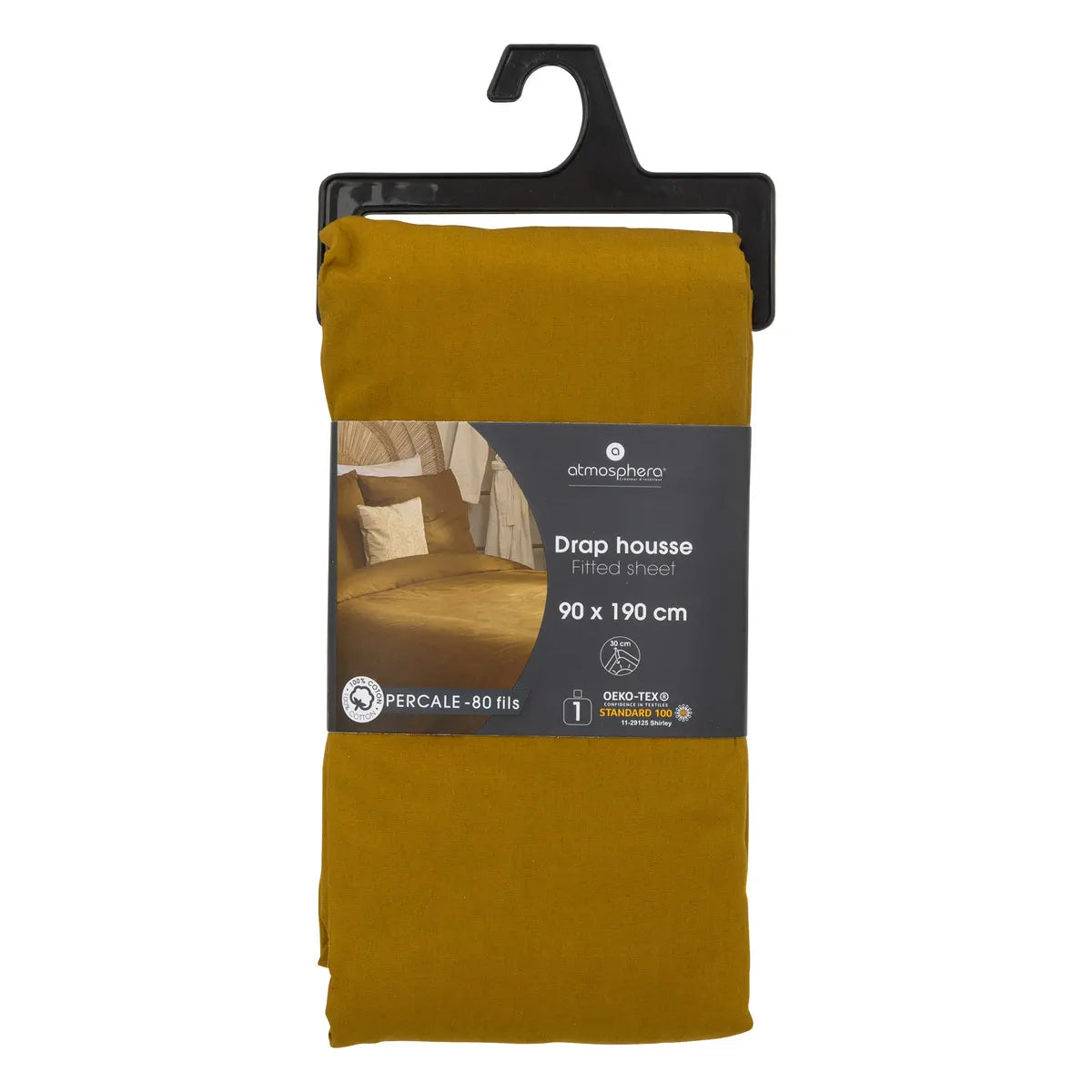 Cearșaf cu elastic Atmosphera, percale, 90x190 cm