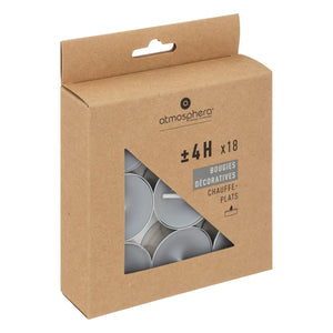 Lumânări tip pastilă neparfumate Atmosphera Hugo, 18 buc.