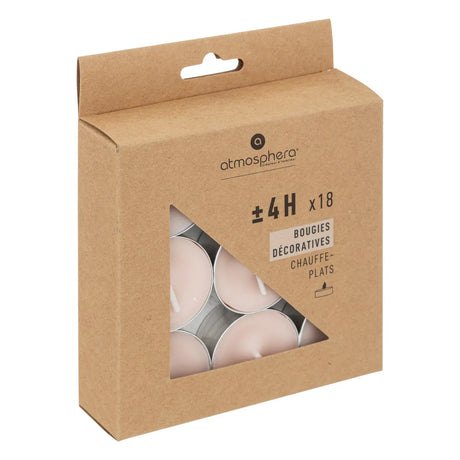 Lumânări tip pastilă neparfumate Atmosphera Hugo, 18 buc.