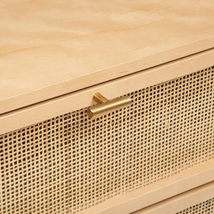 Comodă Atmosphera Rayo, 6 sertare, 120x40cm, MDF, mesteacăn