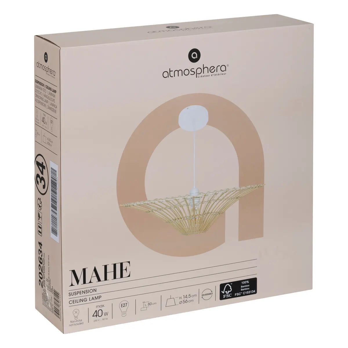 Pandantiv Atmosphere Mahe, 56 cm, bambus