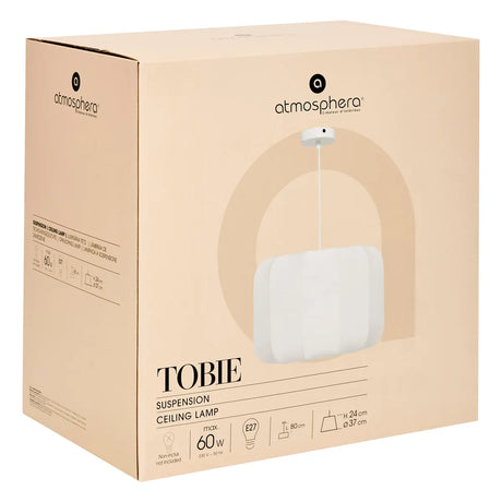 Lampă suspendată Atmosphera Tobie, 37 cm, bumbac alb
