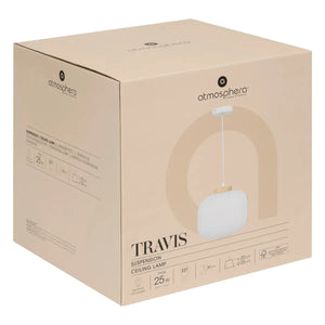 Lampă suspendată Atmosphera Travis, 25 cm, Sticlă, Alb