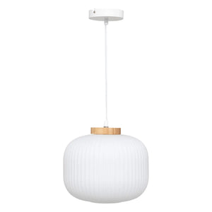 Lampă suspendată Atmosphera Travis, 25 cm, Sticlă, Alb