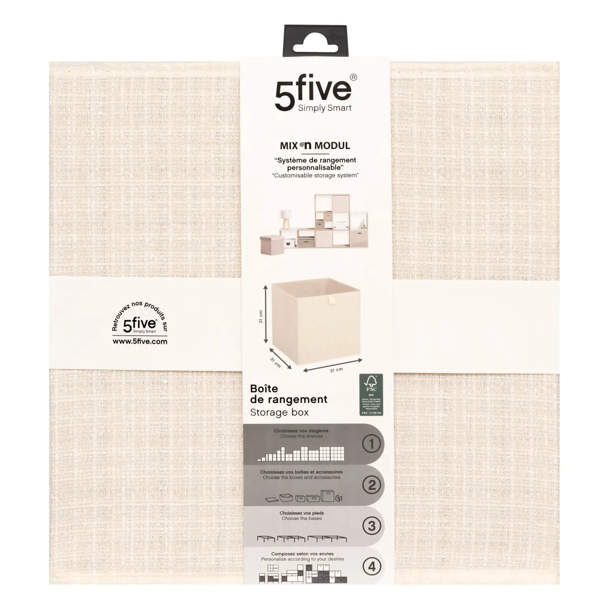 Cutie de depozitare 5five Mix &amp; Modul, Tweed, 31x31 cm