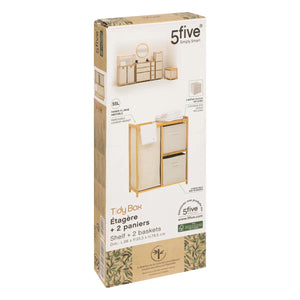 Raft 5five Tidy Box, cu 1 coș de rufe și 2 coșuri de depozitare, bambus