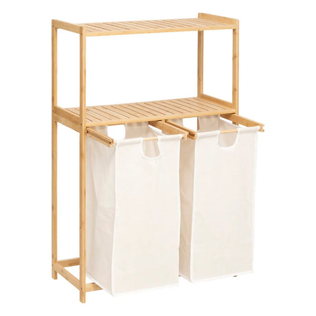 Raft 5five Tidy Box, cu 2 coșuri de rufe, bambus