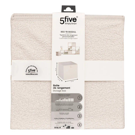 Coș de depozitare 5five Mix &amp; Modul, Boucle, Alb, 31x31 cm