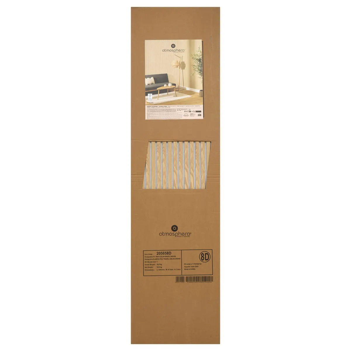 Panou decorativ acustic de perete Colva, 240x60 cm, MDF