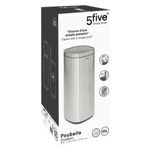 Coș de gunoi 5five, rotund, oțel inoxidabil, buton, 50 l