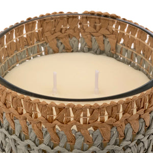 Lumânare parfumată Atmosphera Zaya, parfumată, sticlă chihlimbar și fibre naturale, 470 g