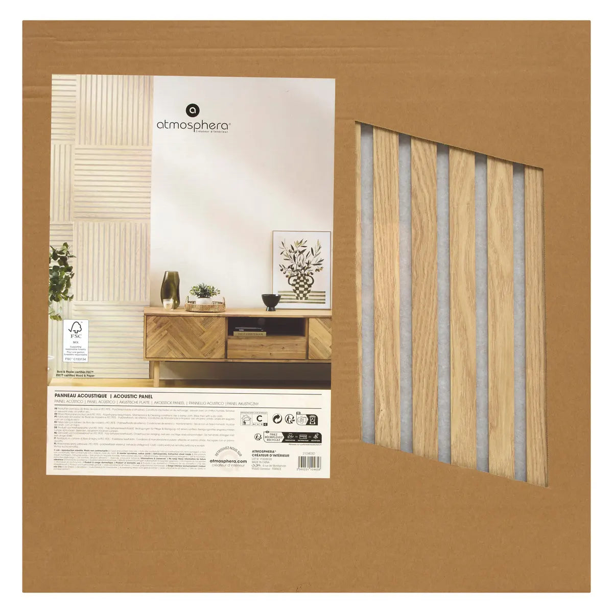 Panou decorativ acustic de perete Atmosphera Colva, MDF, 60x60 cm