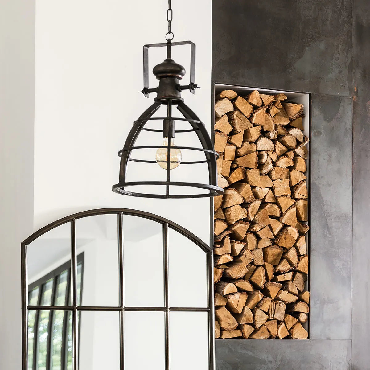 Lampă suspendată Atmosphera Niko, 40 cm, Metal, Negru