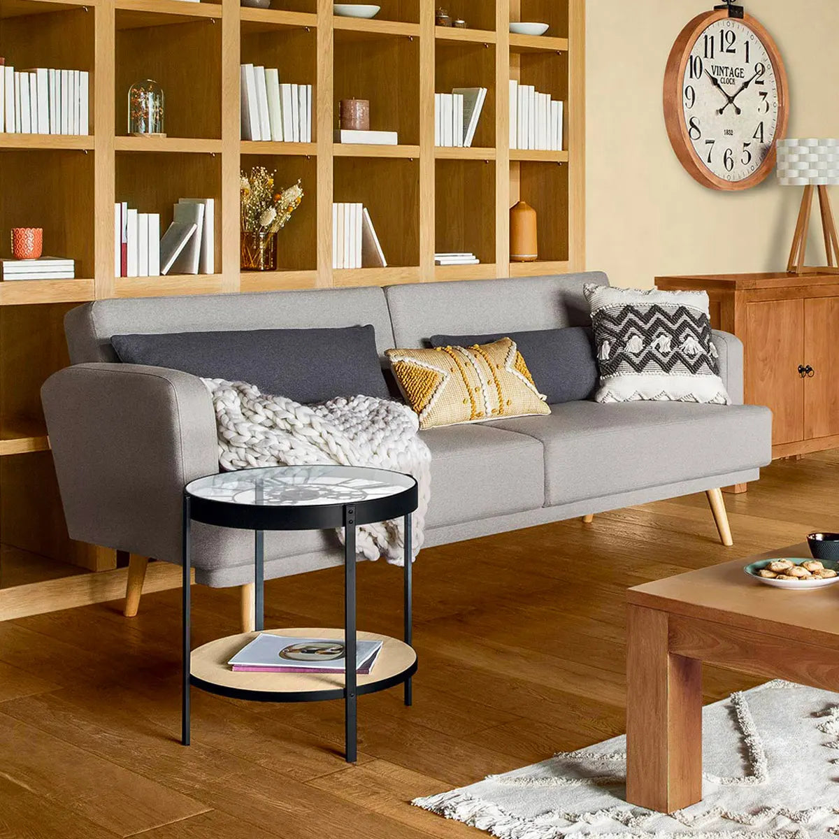 Canapea extensibilă cu trei locuri Atmosphera Jack, Gri deschis, 214x86x83 cm