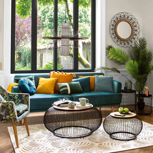 Canapea extensibilă cu trei locuri Atmosphera Jack, Velur, Turcoaz, 214x86x83 cm